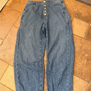 Free people We The Free High Rise paint splatter Blue Jeans